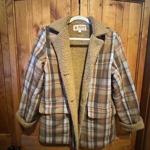 Mollusk Women's Plaid Teddy Jacket - Brown and Cream